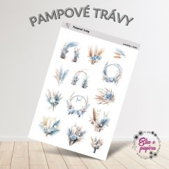 Pampové trávy - elegantní a jemné samolepky do diáře, ideální pro plánování a journaling