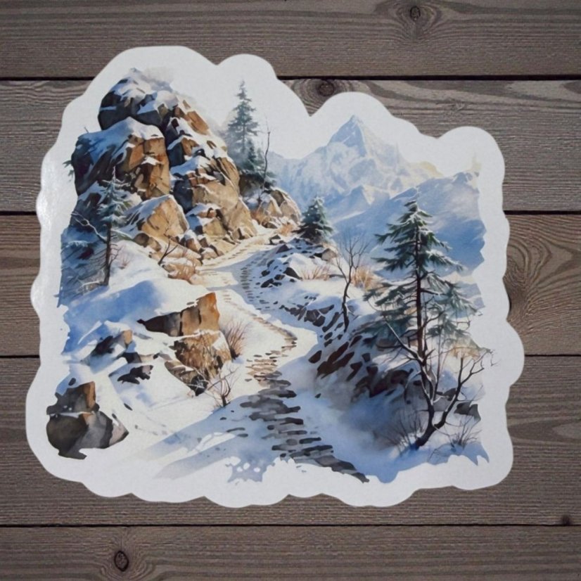 Zasněžená horská stezka | Samolepky do diáře