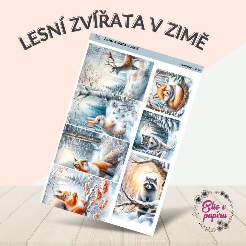 Samolepky do diáře s motivy lesních zvířat v zimě od Elis v papíru