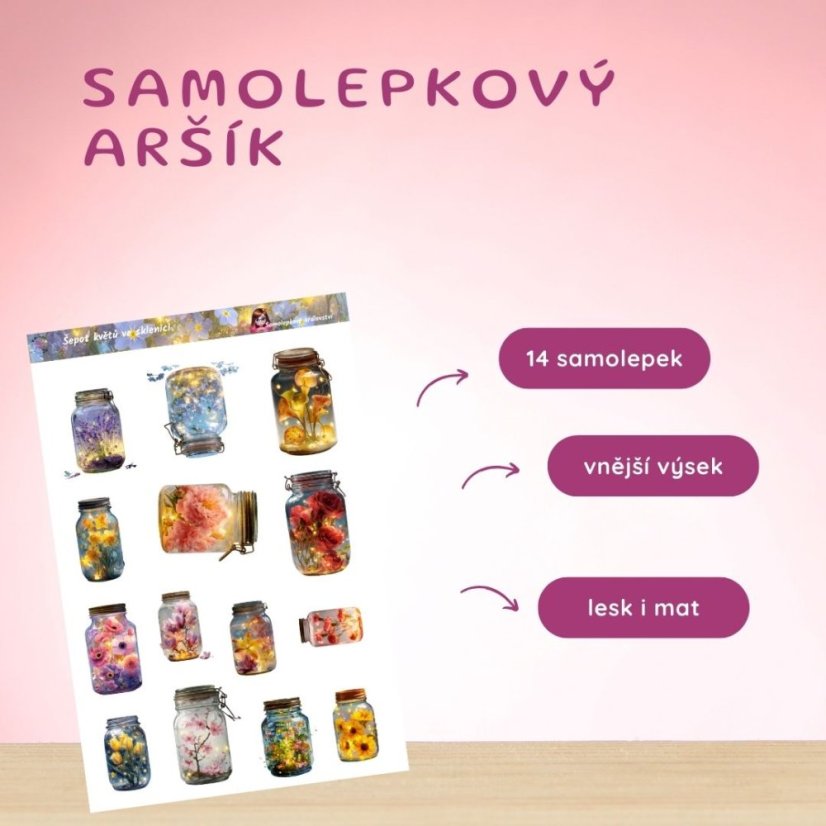 Šepot květů ve sklenici | Samolepky do diáře