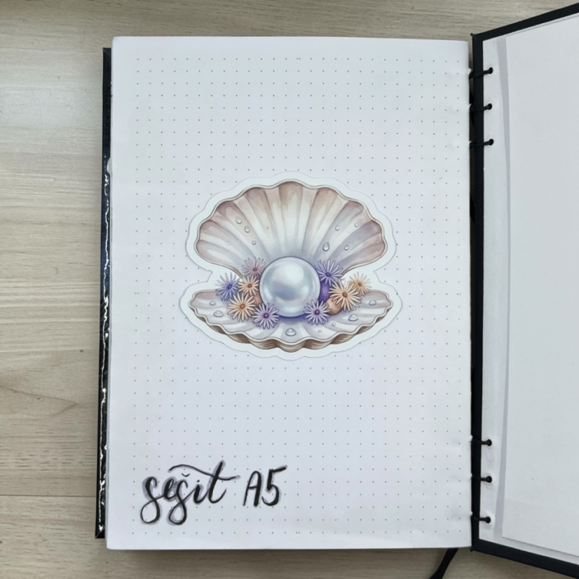Mušle s perlou | Maxi kusová samolepka pro diář i scrapbook