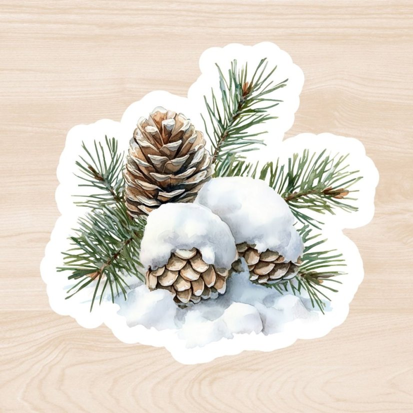 Zasněžené šišky | Samolepka do diáře