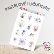 🌿 Arch samolepek s něžnými lučními květy v jemných pastelových odstínech.