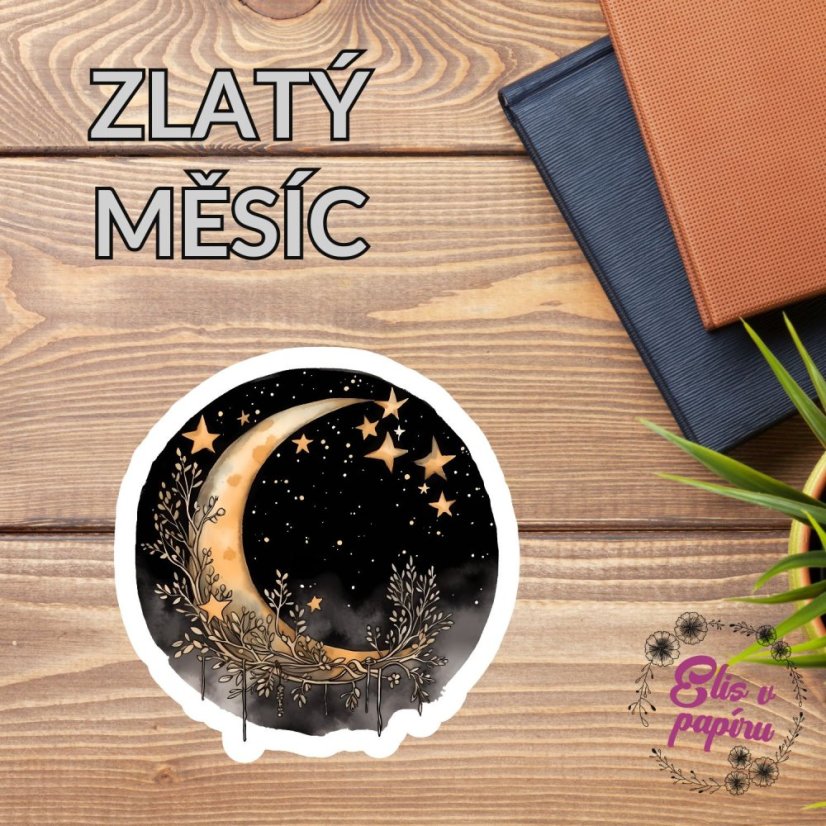 Samolepka s motivem zlatého měsíce a hvězd. Přináší do plánování kousek noční oblohy a dodává tvému diáři nádech magie a klidu.