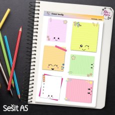 Kawaii boxíky, roztomilé samolepky, samolepky do diáře, bujo, plánování, journaling, scrapbooking, deník, diářové samolepky, barevné, české samolepky.