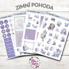 Samolepky do diáře od Elis v papíru s motivem zimní pohody - samolepkový kit