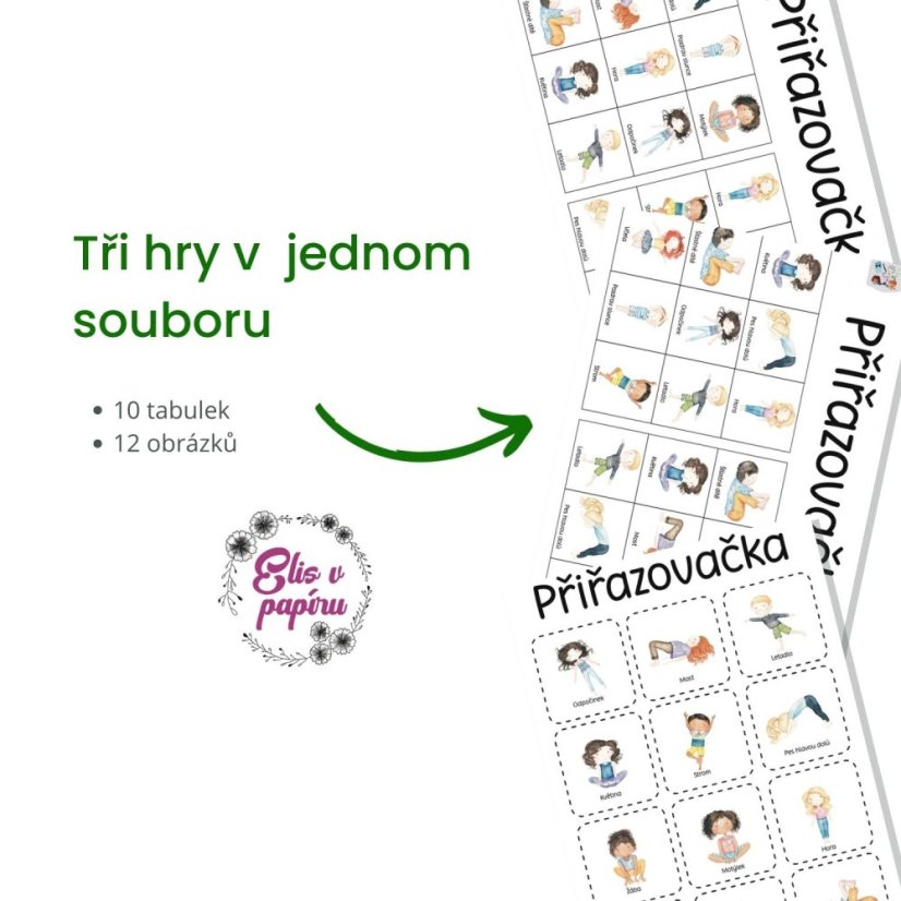 Jóga 3v1 - bingo, lotto, pexeso s motivem dětské jógy. Dětské hry od Elis v papíru