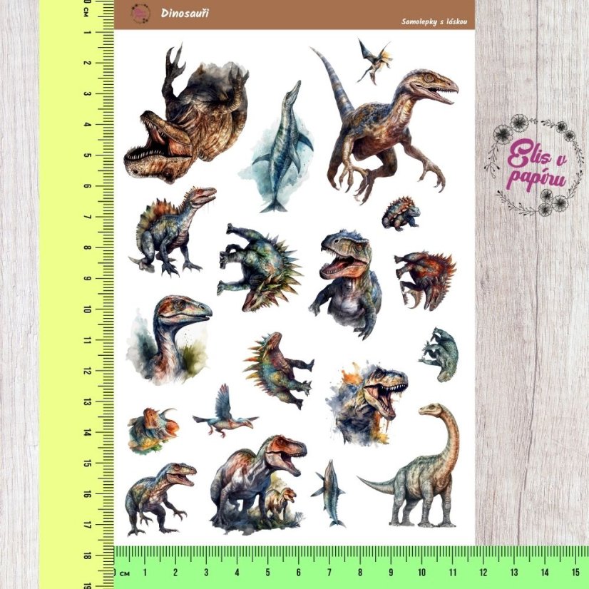 Samolepky do diáře s motivem strašlivých dinosaurů od Elis v papíru