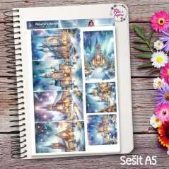 Aršík samolepek "Půlnoční v kostele" zachycuje magickou atmosféru zasněžených kostelů a vánoční klid. Ideální pro adventní tvoření.