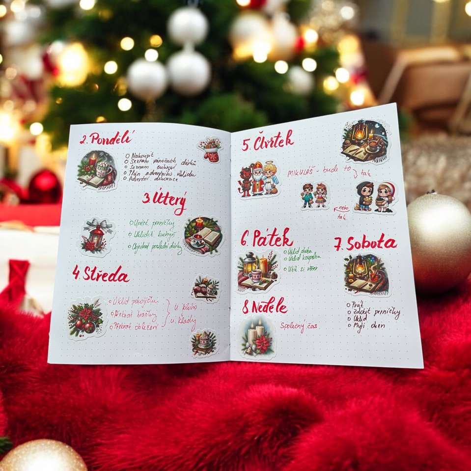 Samolepky Vánoční večery u svíčky a Čert a Mikuláš