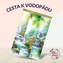 Samolepky do diáře Cesta k vodopádu, zelená, modrá, příroda, diářové samolepky, plánování, bujo, papírové samolepky, scrapbook.