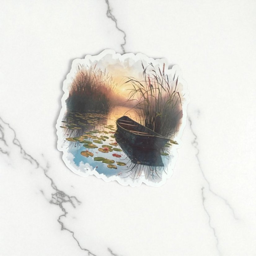 Opuštěná loď v rákosí | Samolepky do diáře