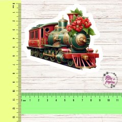 Samolepka Vánoční Express – lokomotiva ve vánočním stylu, ideální pro diář, scrapbook nebo dekoraci.