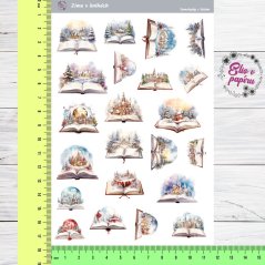 samolepky do diáře s motivem zimy a knih