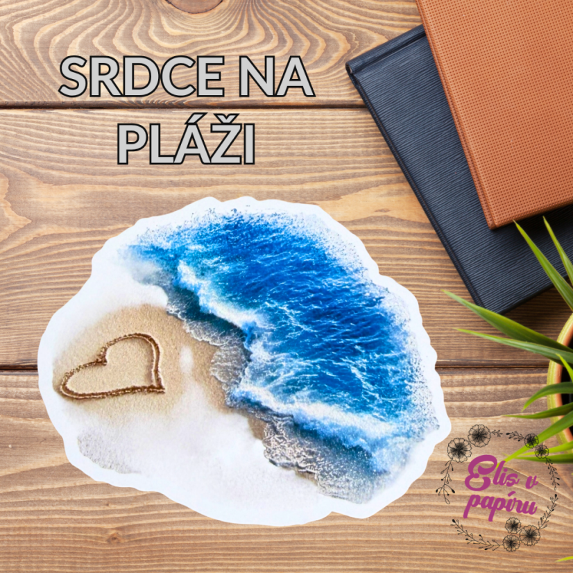 Srdce na pláži | Maxi kusová samolepka pro diář i scrapbook