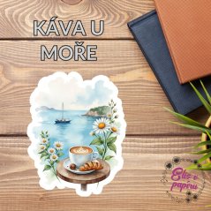 Káva u moře | Samolepka do diáře