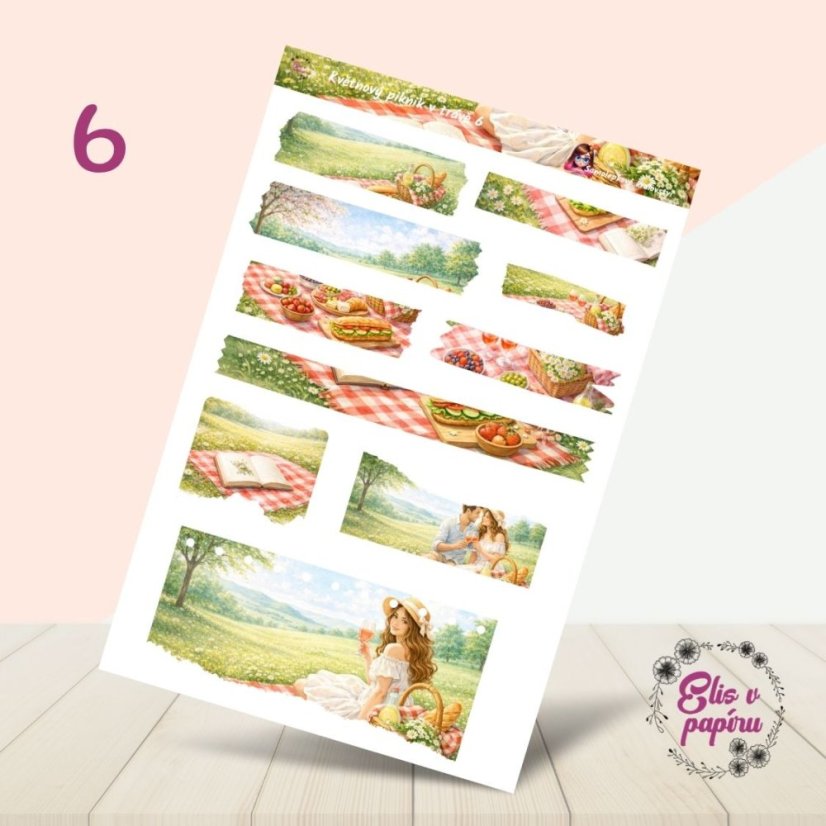 Květnový piknik v trávě | Měsíční samolepkový kit | 2026