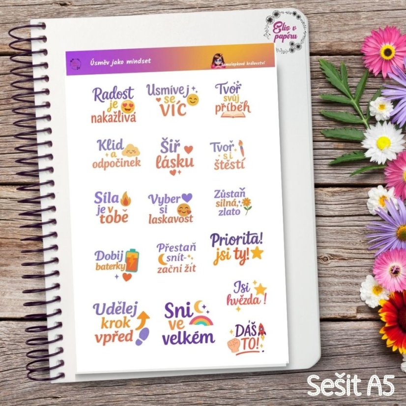 Úsměv jako mindset | Samolepky do diáře
