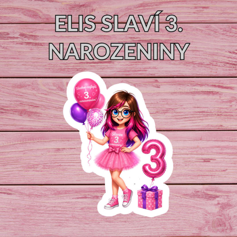 Elis slaví 3. narozeniny | Maxi kusová samolepka pro diář i scrapbook