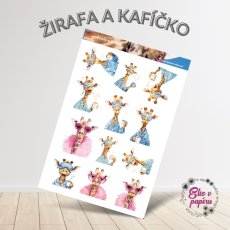 Žirafa a kafíčko | Samolepky do diáře
