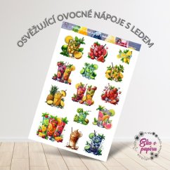 Osvěžující ovocné nápoje s ledem | Samolepky do diáře