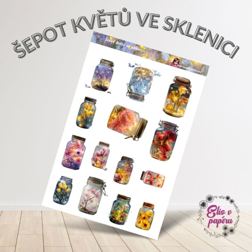 Šepot květů ve sklenici | Samolepky do diáře