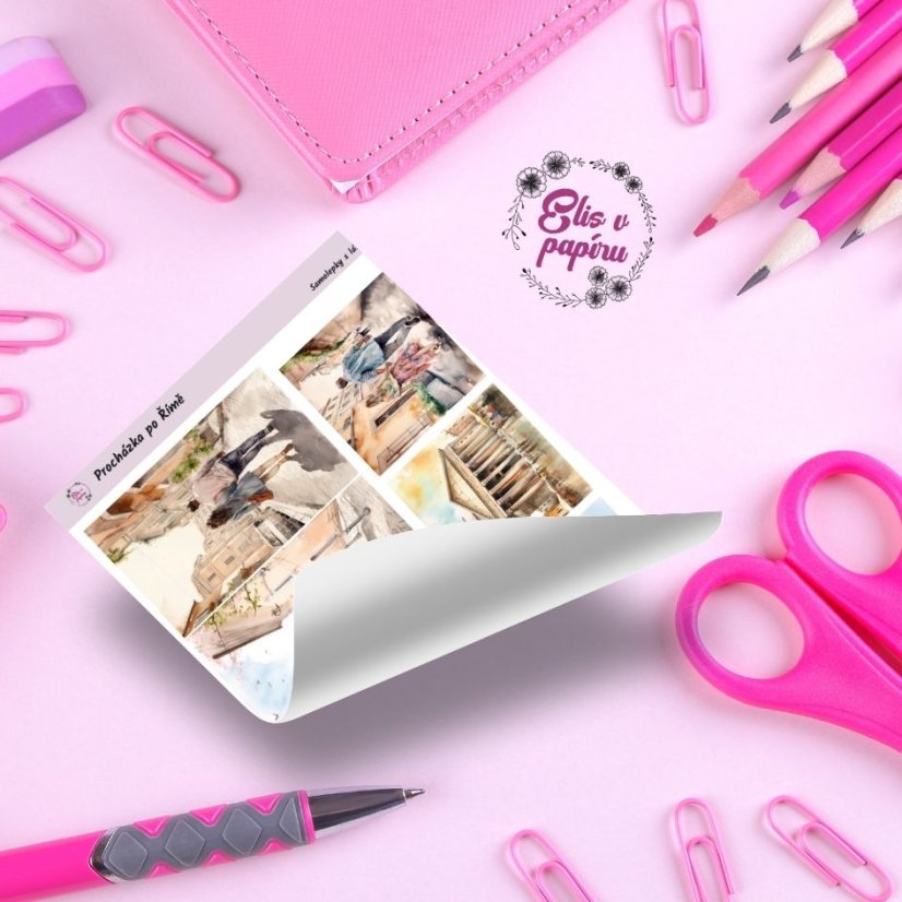 Samolepky do diáře i happy planneru s motivy procházky a památek Říma.