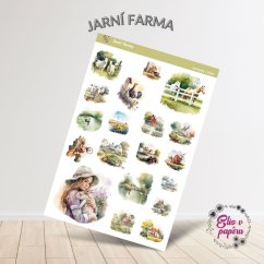 Samolepkový aršík s jarní farmou plnou zvířat a rostlin. Samolepky do diáře i pro děti , které vás potěší