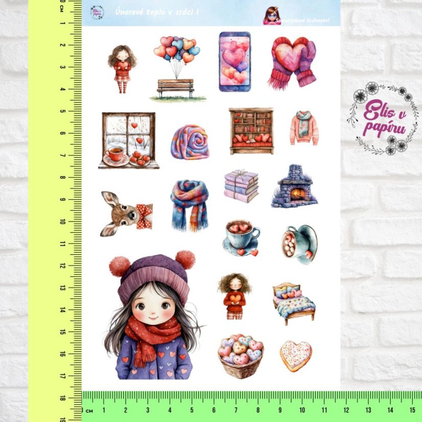 Únorové teplo v srdci | Měsíční samolepkový kit | 2026