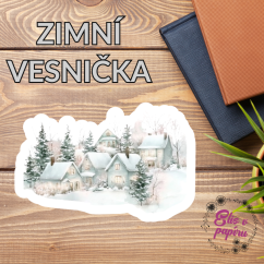 Zimní vesnička | Maxi kusová samolepka pro diář i scrapbook
