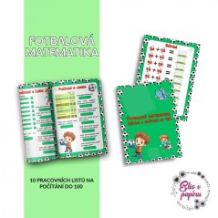 Fotbalová matematika je soubor pracovních listů, ve kterých děti trénují sčítání a odčítání do 100 a řešení slovních úloh, stejně jako porovnávání.
