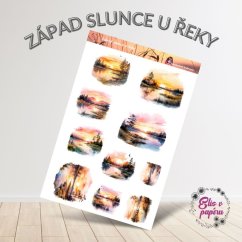 Západ slunce u řeky | Samolepky do diáře