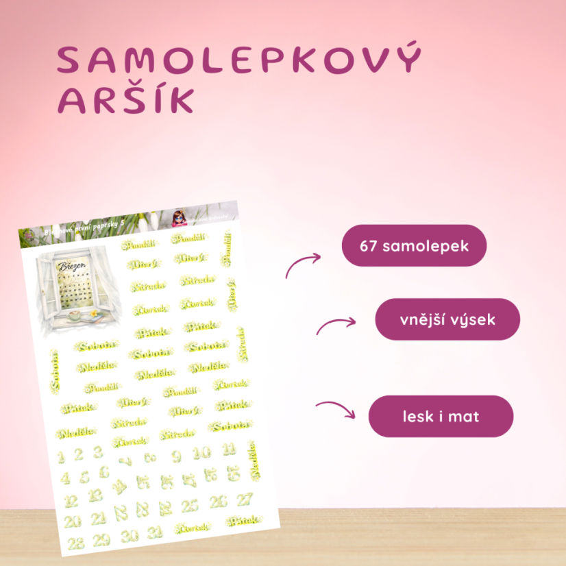 Březnové první paprsky | Měsíční samolepkový kit | 2026