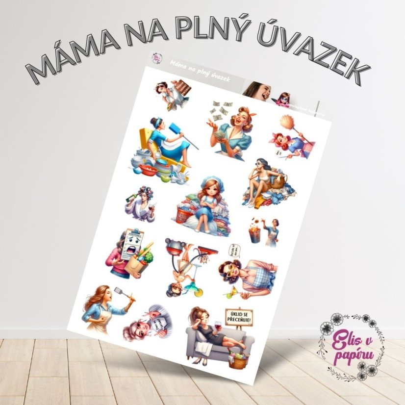 Máma na plný úvazek  | Samolepky do diáře s českými texty
