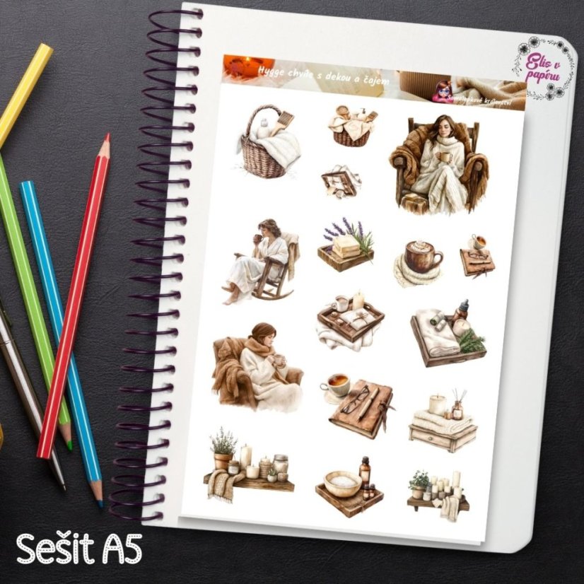 Hygge chvíle s dekou a čajem | Samolepky do diáře