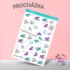 Samolepky do diáře pro značení procházek, ušlých kroků či vzdálenosti od Elis v papíru