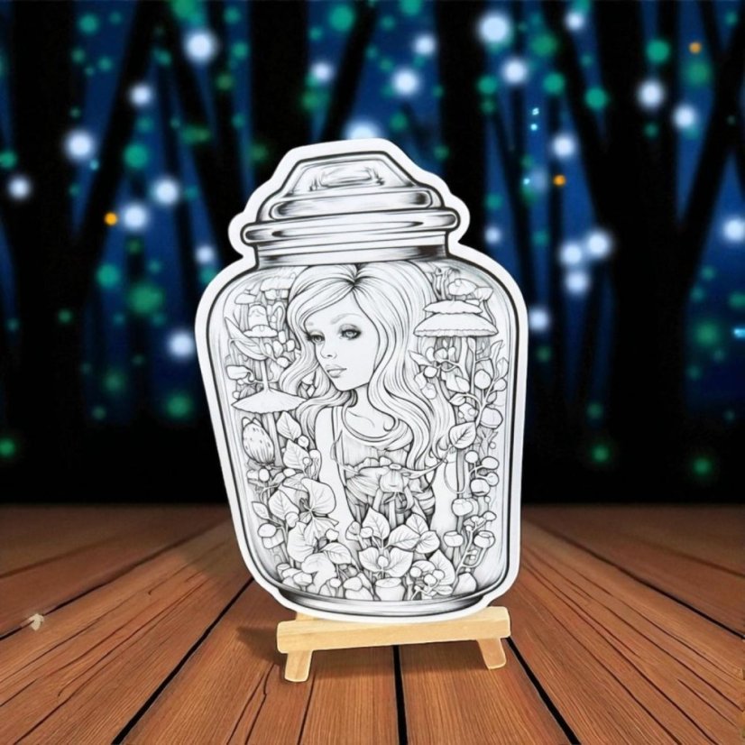 Lesní kouzlo ve sklenici | Omalovánka | Velká vybarvovací samolepka