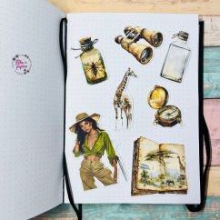 Samolepky do diáři i na scrapbook s tématem safari a divokých zvířat