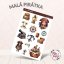 Samolepky roztomilé pirátské motivy - papírové samolepky do diáře pro plánování a journaling.