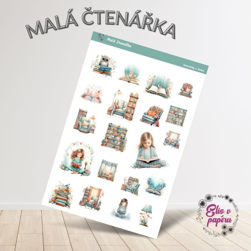 Samolepky nejen do diáře s motivem malých čtenářek a knížek od Elis v papíru