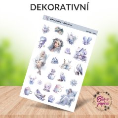 Samolepky do diáře od Elis v papíru s motivem zimní pohody - dekorativní samolepky