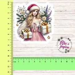 Stylová Vánoční dívka s dárky a dekoracemi, perfektní pro diář nebo scrapbook. Stylová Vánoční dívka s dárky a dekoracemi, perfektní pro diář nebo scrapbook.