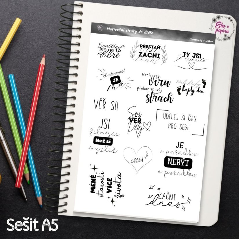 Motivační citáty, samolepky do diáře, inspirativní citáty, české samolepky, diářové samolepky, plánování, bujo, journaling, deník, scrapbook, diářování.