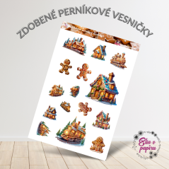 Zdobené perníkové vesničky | Samolepky do diáře