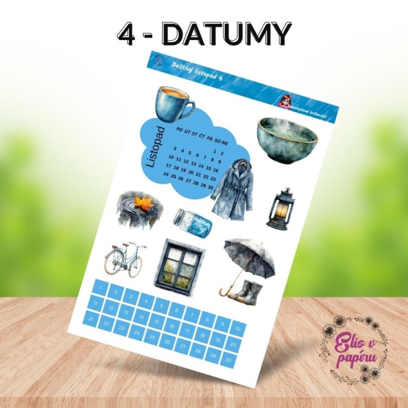 Deštivý listopad | Samolepky do diáře | 2025