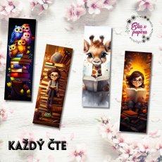 Sada 4 kusů stylových roztomilých záložek vhodných pro knihomolky, ale i pro děti od Elis v papíru