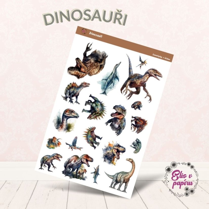 Samolepky do diáře s motivem strašlivých dinosaurů od Elis v papíru