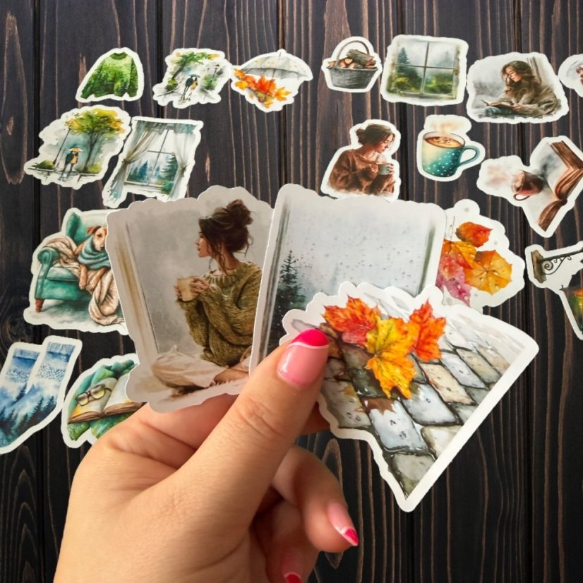 Když venku prší | Velké kusové samolepky do diáře i pro scrapbook