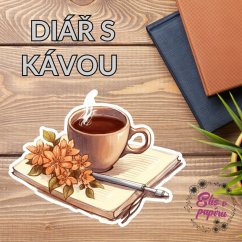 Maxi kusová samolepky na lesklém papíře se motivem diáře a kávy. Maxi kusová samolepky na lesklém papíře se motivem diáře a kávy.