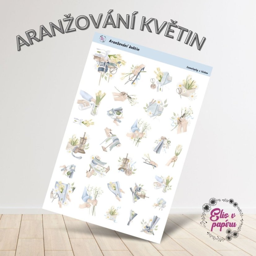 Samolepky do diáře od Elis v papíru s motivem aranžování květin
